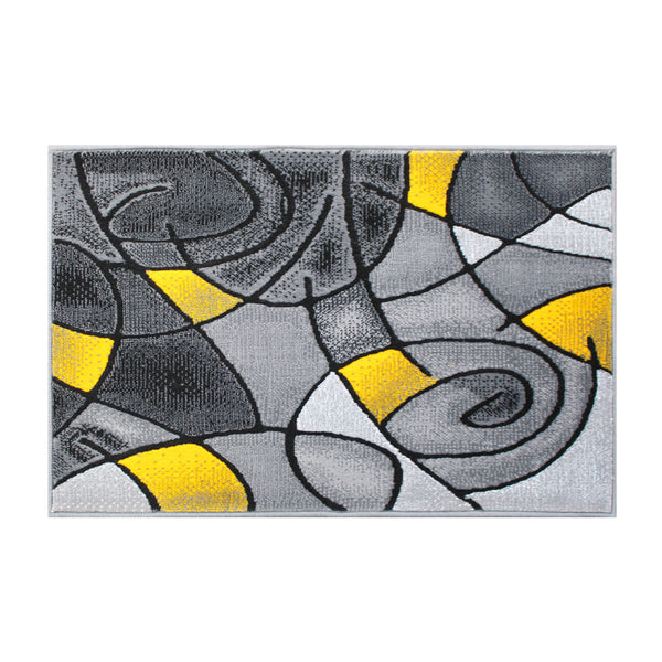 Yellow,2' x 3' |#| Abstract Style Design Entryway Accent Rug - Yellow & Gray - 2' x 3'