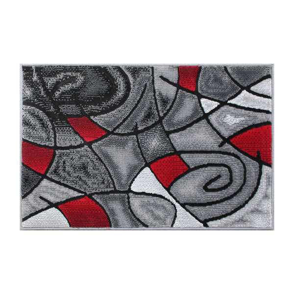 Red,2' x 3' |#| Abstract Style Design Entryway Accent Rug - Red & Gray - 2' x 3'
