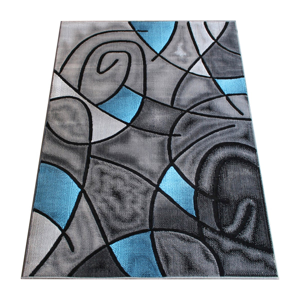 Blue,8' x 10' |#| Modern Olefin Accent Area Rug - Blue & Gray Abstract Pattern - 8' x 10'