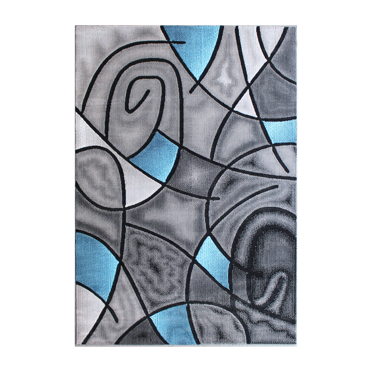 Blue,5' x 7' |#| Modern Olefin Accent Area Rug - Blue & Gray Abstract Pattern - 5' x 7'
