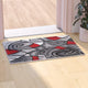 Red,2' x 3' |#| Abstract Style Design Entryway Accent Rug - Red & Gray - 2' x 3'