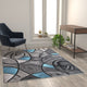 Blue,5' x 7' |#| Modern Olefin Accent Area Rug - Blue & Gray Abstract Pattern - 5' x 7'