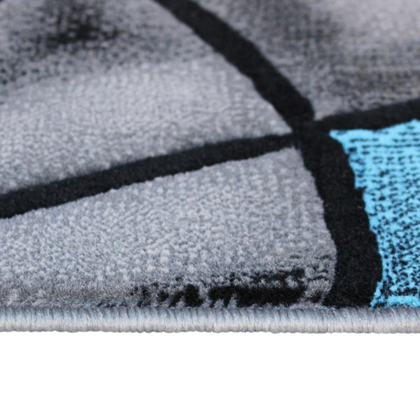 Blue,5' Round |#| Abstract Style Round Accent Area Rug with Blue and Gray Design - 5' x 5'