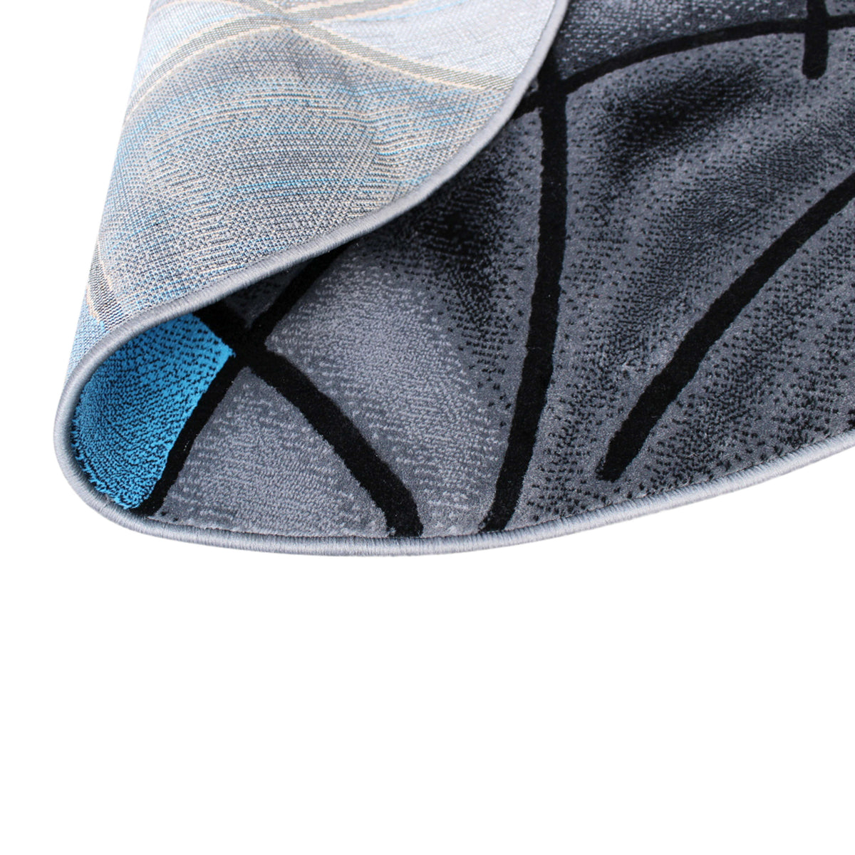 Blue,5' Round |#| Abstract Style Round Accent Area Rug with Blue and Gray Design - 5' x 5'
