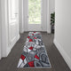 Red,2' x 7' |#| Abstract Design Hallway Runner Accent Rug - Red and Gray - 2' x 7'