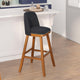 Charcoal Faux Linen |#| 2 Pack Commercial Walnut Finish Wood Barstools - Nail Trim-Charcoal Faux Linen