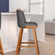 Gray LeatherSoft |#| 2 Pack Commercial Walnut Finish Wood Barstools with Nail Trim-Gray LeatherSoft