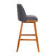 Gray LeatherSoft |#| 2 Pack Commercial Walnut Finish Wood Barstools with Nail Trim-Gray LeatherSoft