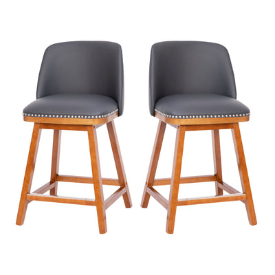 Julia Set of 2 Transitional Upholstered Counter Stools with Nailhead Trim and Solid Wood Frames