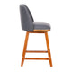 Gray LeatherSoft |#| 2 PK Commercial Walnut Finish Wood Counter Stools - Nail Trim-Gray LeatherSoft