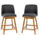 Charcoal Faux Linen |#| 2 Pack Commercial Walnut Finish Wood Counter Stools - Charcoal Faux Linen