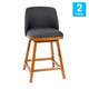 Charcoal Faux Linen |#| 2 Pack Commercial Walnut Finish Wood Counter Stools - Charcoal Faux Linen