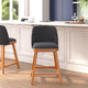 Charcoal Faux Linen |#| 2 Pack Commercial Walnut Finish Wood Counter Stools - Charcoal Faux Linen