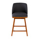 Charcoal Faux Linen |#| 2 Pack Commercial Walnut Finish Wood Counter Stools - Charcoal Faux Linen