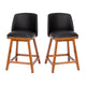 Black LeatherSoft |#| 2 PK Commercial Walnut Finish Wood Counter Stools - Nail Trim-Black LeatherSoft