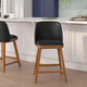 Black LeatherSoft |#| 2 PK Commercial Walnut Finish Wood Counter Stools - Nail Trim-Black LeatherSoft