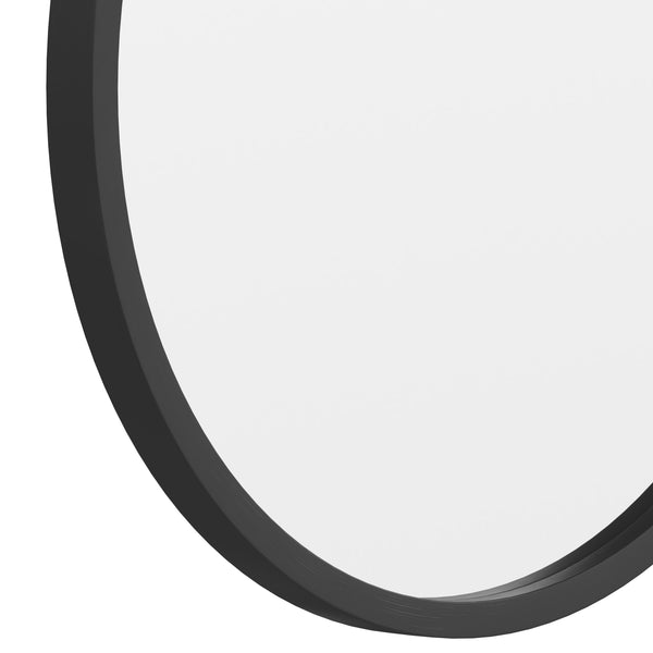 Black,16inch Round |#| Wall Mount 16 Inch Shatterproof Round Accent Wall Mirror with Black Metal Frame