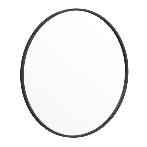 Black,30inch Round |#| Wall Mount 30 Inch Shatterproof Round Accent Wall Mirror with Black Metal Frame