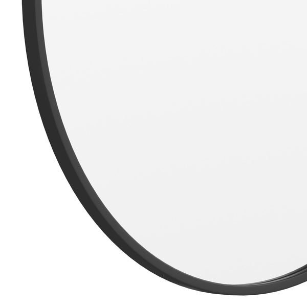 Black,30inch Round |#| Wall Mount 30 Inch Shatterproof Round Accent Wall Mirror with Black Metal Frame