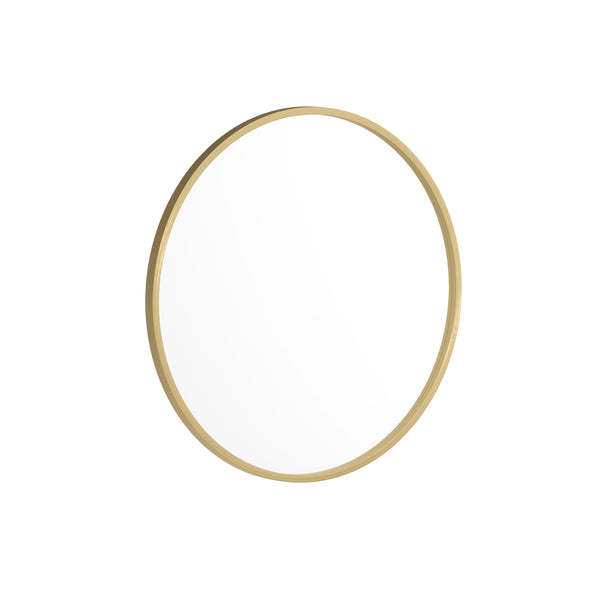 Gold,24inch Round |#| Wall Mount 24 Inch Shatterproof Round Accent Wall Mirror with Gold Metal Frame