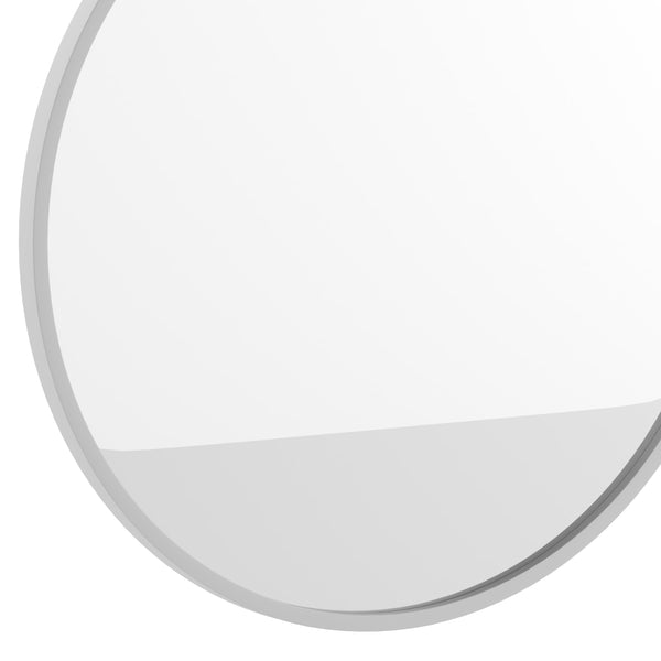 Silver,24inch Round |#| Wall Mount 24 Inch Shatterproof Round Accent Wall Mirror with Silver Metal Frame