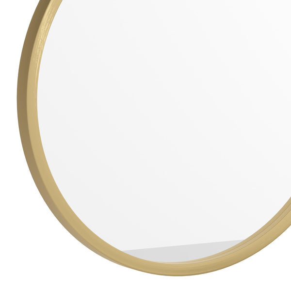 Gold,16inch Round |#| Wall Mount 16 Inch Shatterproof Round Accent Wall Mirror with Gold Metal Frame