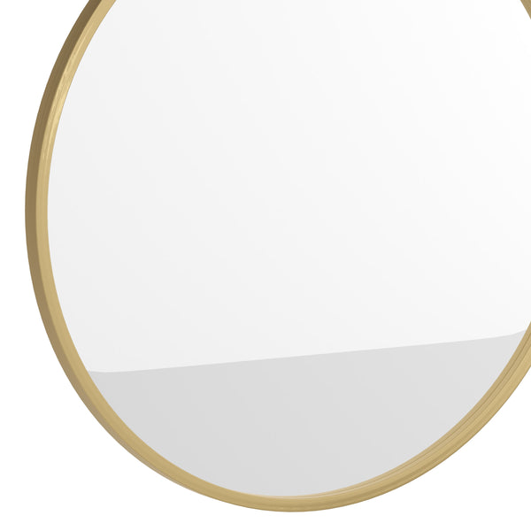Gold,24inch Round |#| Wall Mount 24 Inch Shatterproof Round Accent Wall Mirror with Gold Metal Frame