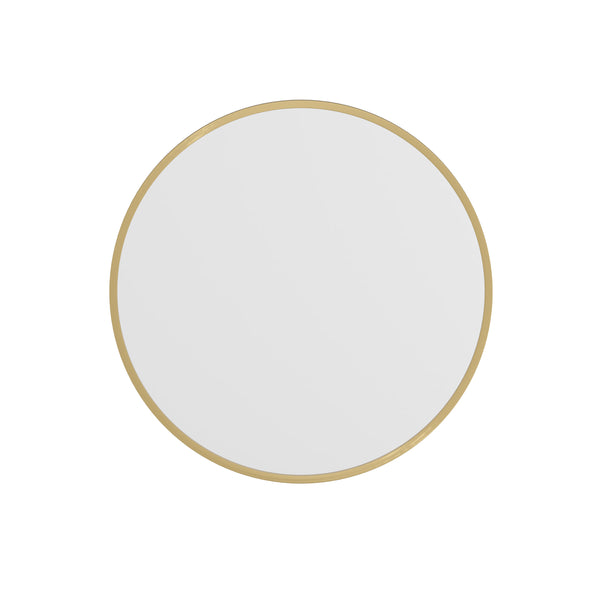 Gold,24inch Round |#| Wall Mount 24 Inch Shatterproof Round Accent Wall Mirror with Gold Metal Frame