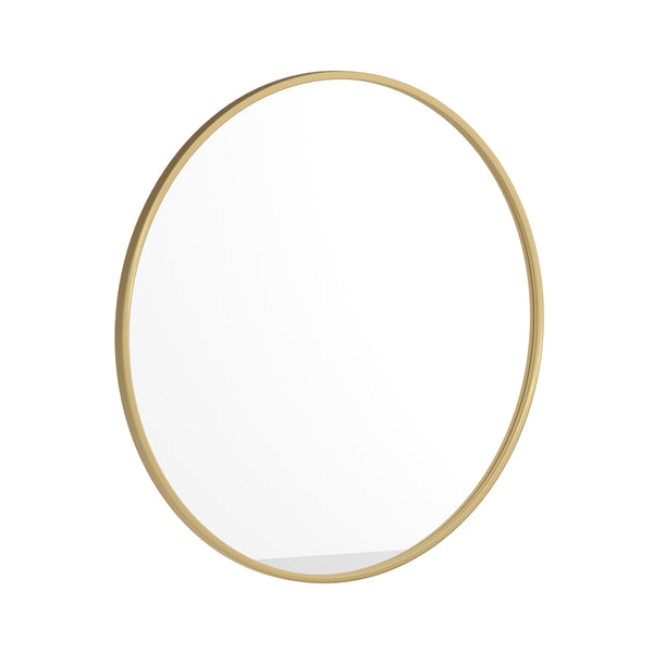 Gold,30inch Round |#| Wall Mount 30 Inch Shatterproof Round Accent Wall Mirror with Gold Metal Frame