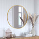 Gold,30inch Round |#| Wall Mount 30 Inch Shatterproof Round Accent Wall Mirror with Gold Metal Frame