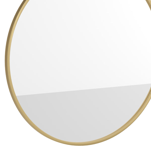 Gold,30inch Round |#| Wall Mount 30 Inch Shatterproof Round Accent Wall Mirror with Gold Metal Frame