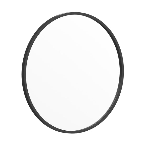 Black,24inch Round |#| Wall Mount 24 Inch Shatterproof Round Accent Wall Mirror with Black Metal Frame