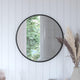 Black,24inch Round |#| Wall Mount 24 Inch Shatterproof Round Accent Wall Mirror with Black Metal Frame