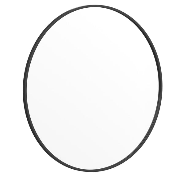 Black,36inch Round |#| Wall Mount 36 Inch Shatterproof Round Accent Wall Mirror with Black Metal Frame