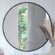 Black,36inch Round |#| Wall Mount 36 Inch Shatterproof Round Accent Wall Mirror with Black Metal Frame