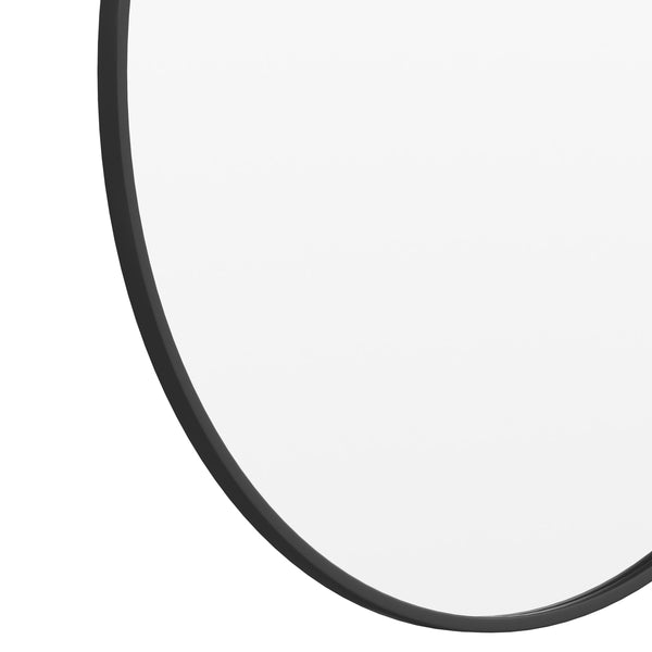 Black,36inch Round |#| Wall Mount 36 Inch Shatterproof Round Accent Wall Mirror with Black Metal Frame