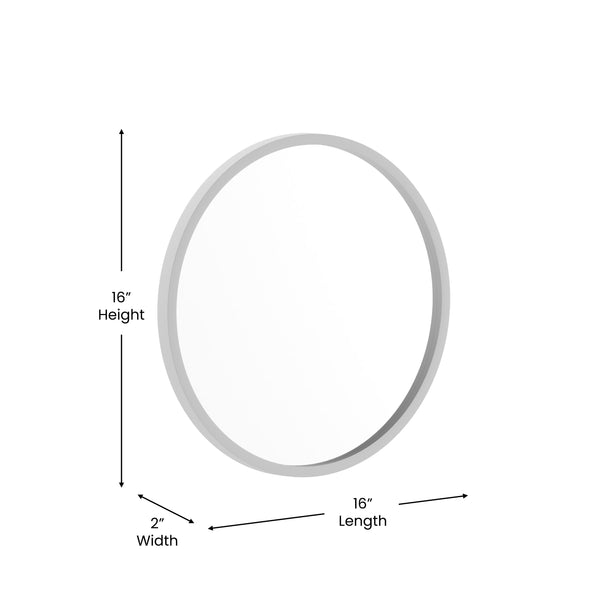 Silver,16inch Round |#| Wall Mount 16 Inch Shatterproof Round Accent Wall Mirror with Silver Metal Frame