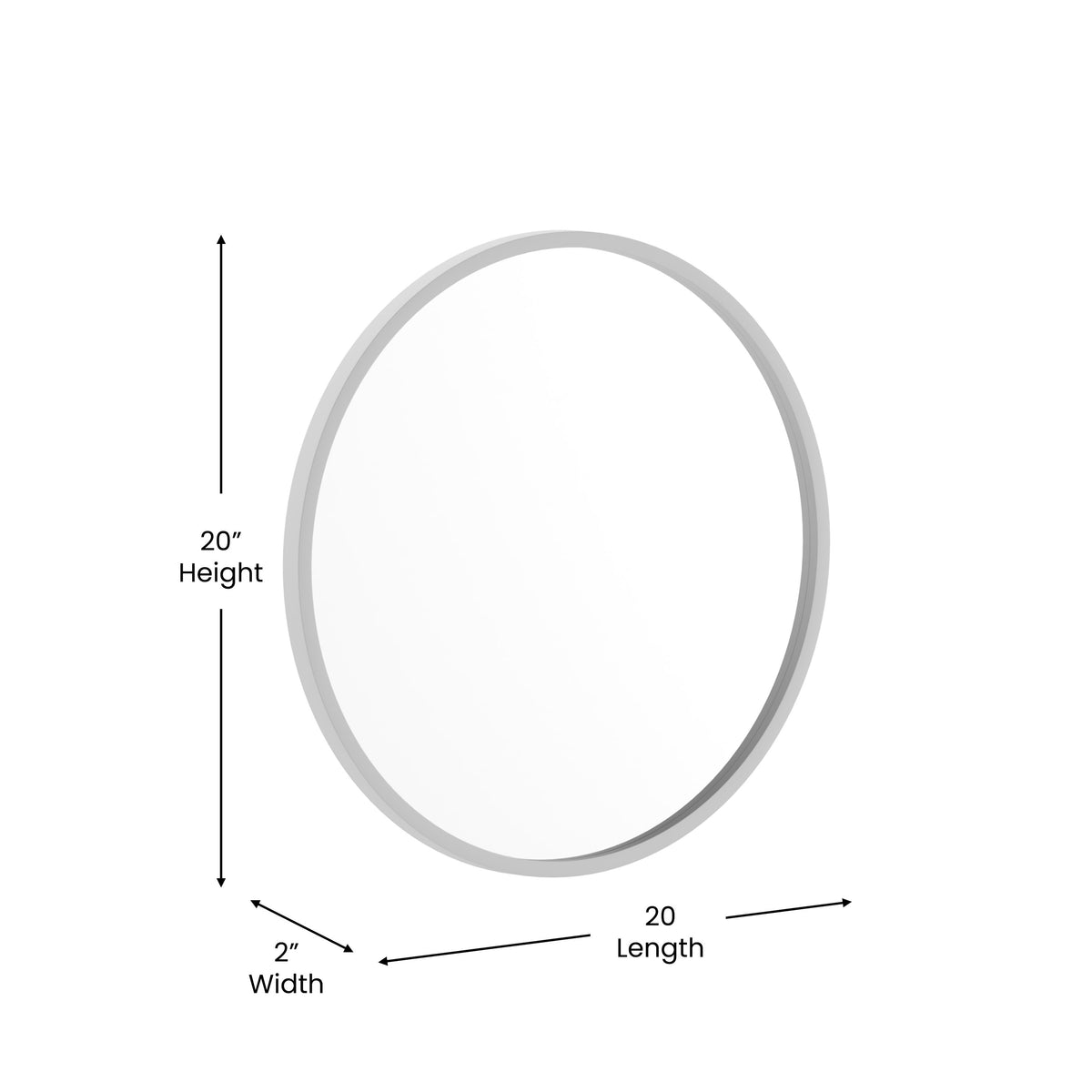 Silver,20inch Round |#| Wall Mount 20 Inch Shatterproof Round Accent Wall Mirror with Silver Metal Frame