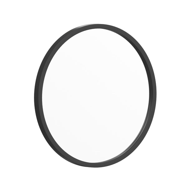 Black,16inch Round |#| Wall Mount 16 Inch Shatterproof Round Accent Wall Mirror with Black Metal Frame