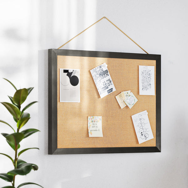 Black,18inchW x 24inchH |#| Commercial 18x24 Wall Mount Linen Board with Wooden Push Pins - Black