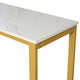 Faux Marble Top/Gold Frame |#| Modern Metal Bar Table with Bottle and Stemware Storage - Gold/Faux Marble