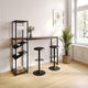 Walnut Top/Black Frame |#| Modern Metal Bar Table with Bottle and Stemware Storage - Black/Walnut