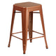 Teak Seat/Copper Frame |#| Indoor/Outdoor Kai Commercial Backless Bar Stools with Poly Seats - Copper/Teak