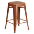 Teak Seat/Copper Frame |#| Indoor/Outdoor Kai Commercial Backless Bar Stools with Poly Seats - Copper/Teak