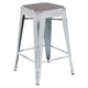 Gray Seat/White Frame |#| Indoor/Outdoor Backless Counter Stool with Poly Seat - White/Gray