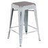 Gray Seat/White Frame |#| Indoor/Outdoor Backless Counter Stool with Poly Seat - White/Gray