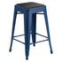 Black Seat/Antique Blue Frame |#| Indoor/Outdoor Backless Counter Stool with Poly Seat - Antique Blue/Black