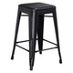 Black Seat/Black Frame |#| Indoor/Outdoor Backless Counter Stool with Poly Seat - Black/Black