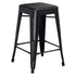 Black Seat/Black Frame |#| Indoor/Outdoor Backless Counter Stool with Poly Seat - Black/Black