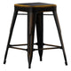 Black Seat/Copper Frame |#| Indoor/Outdoor Backless Counter Stool with Poly Seat - Copper/Black